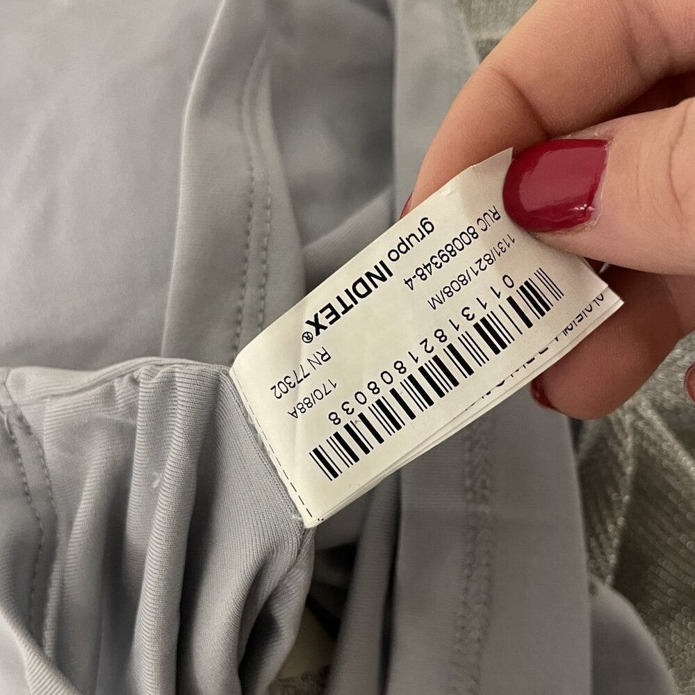 Zara Womens Metallic Thread Midi Dress Medium Silver Straight Neck 1131/821 NWT - Picture 8 of 16